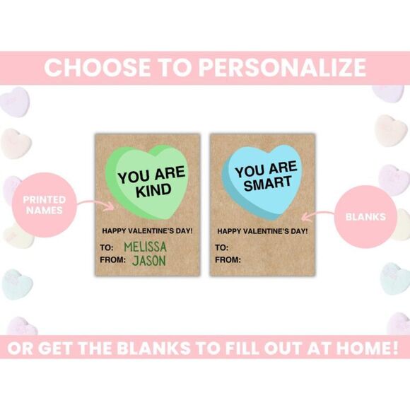 Set of 12 Positive Affirmation Valentines Day Cards, Valentine's Day Classroom C - Picture 2 of 4